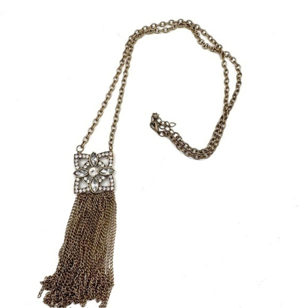 Elegant Gold Tassel bohemian, whimsical, romantic pendant, crystal Necklace